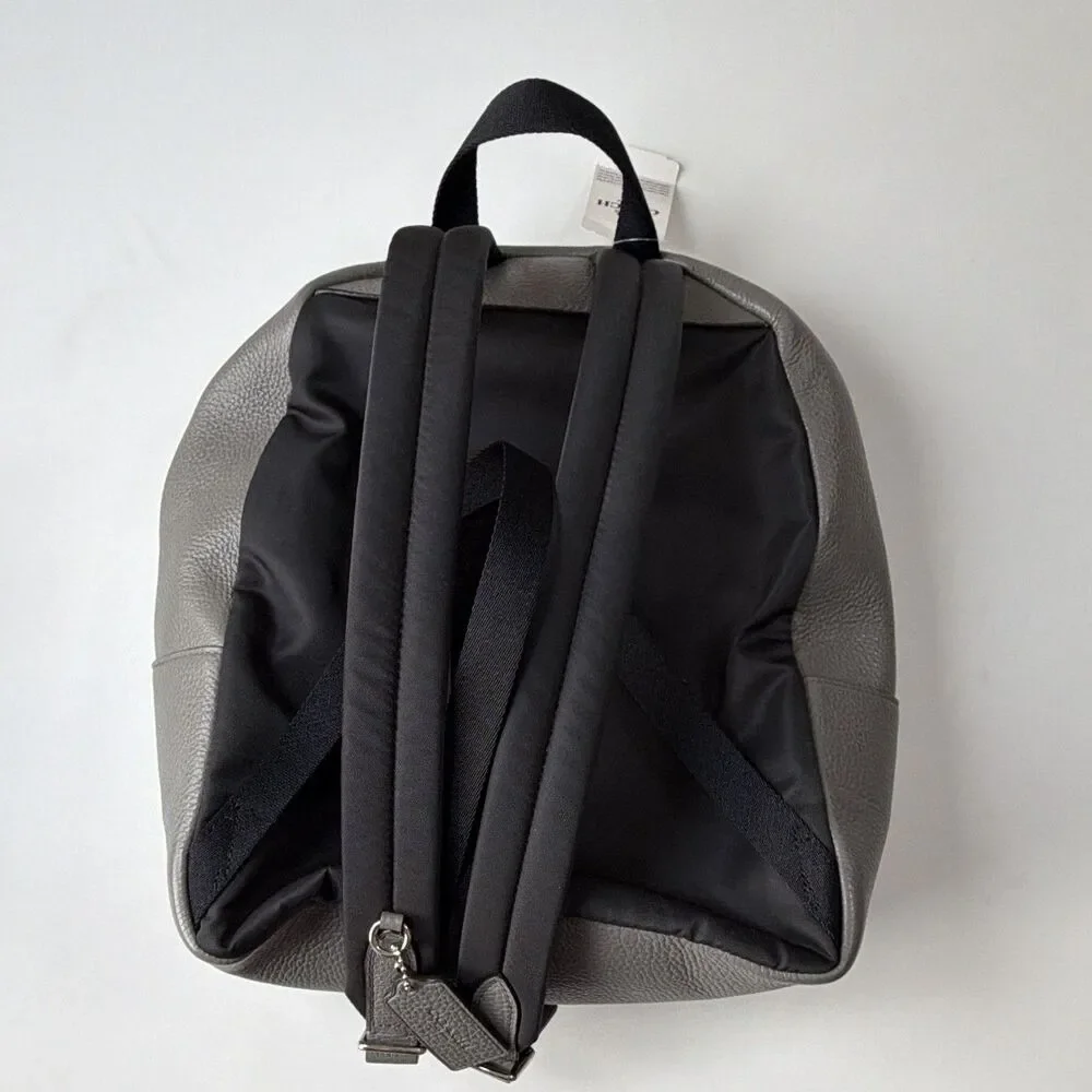 Coach Gray Medium Backpack Studded Zip Closure Adjustable Strap Pockets Lined